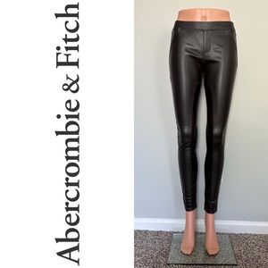 NWOT!! Abercrombie & Fitch Dark Brown Faux Leather Lined Moto Leggings XS 24 0